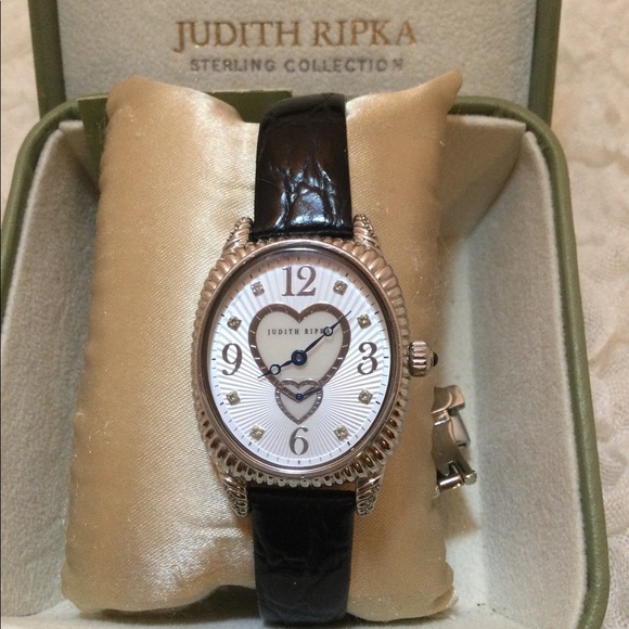 Judith Ripka Sterling and MOP Double Heart Watch - Picture 2 of 11